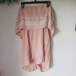 Endless Love Pink White Embroidered Floral Sleevless Romper Size L